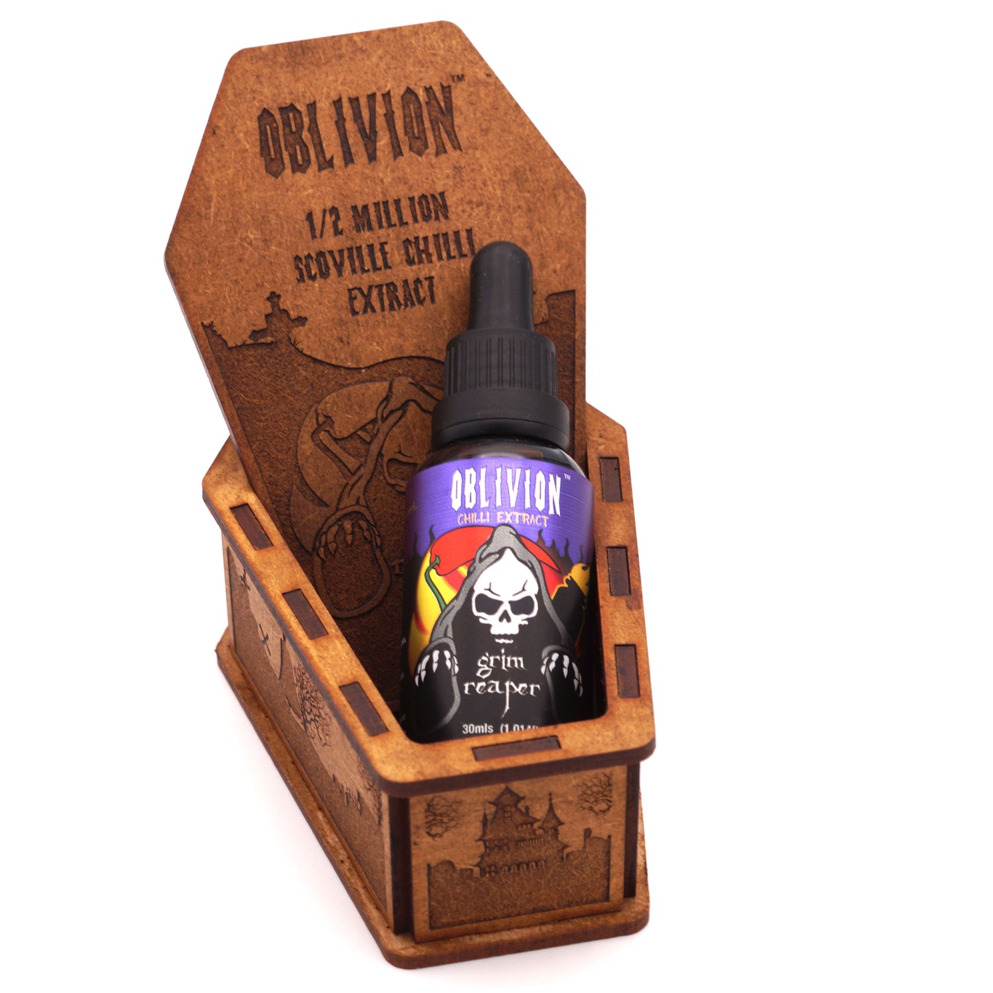 Grim Reaper - Oblivion - 1/2 Million Scoville Chilli Extract - Laser Etched Coffin